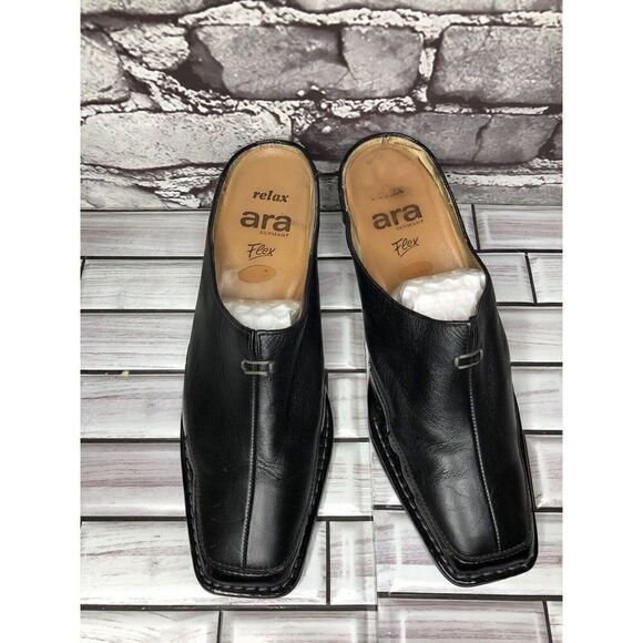 Ara Relax Flex Echt Leder Black Leather Heel Mules Women’s Sz 7M US/5UK/38EU - Picture 7 of 16